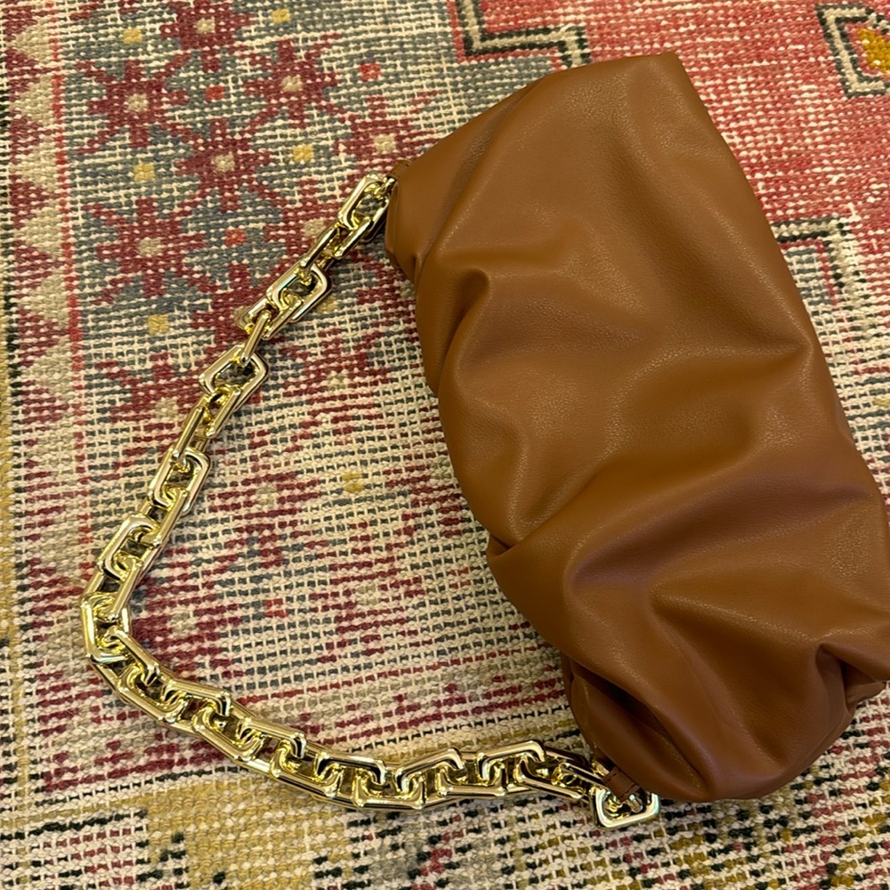 Brown bag with gold chain